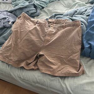 Old Navy Tan Flat Front Shorts Casual Cotton Blend